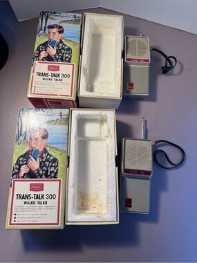 Vintage Sears Gray Trans-Talk 300 Portable Walkie Talkies Pair-Tested Working
